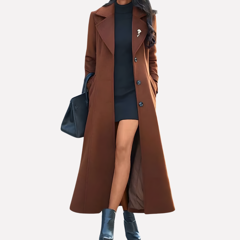 Ada | Chic Double-Breasted Belted Long Trench Coat