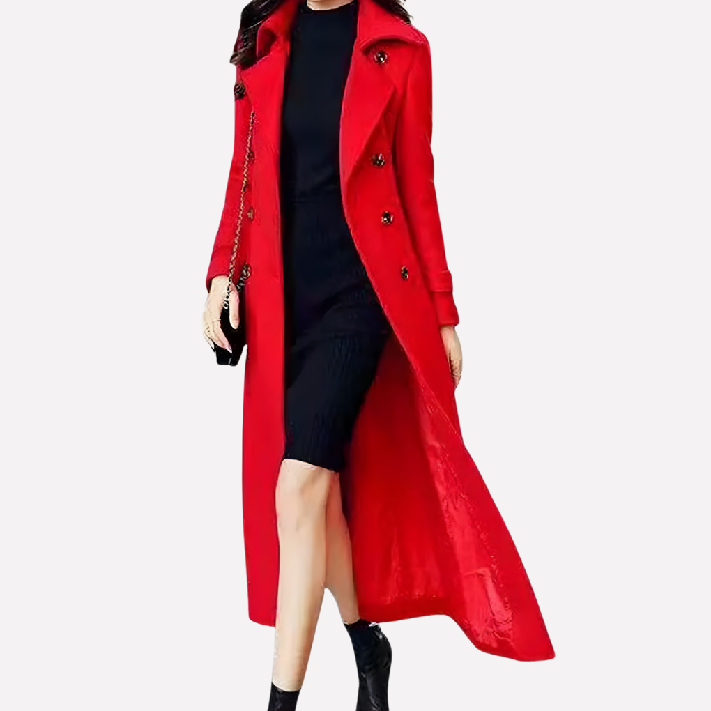Ada | Chic Double-Breasted Belted Long Trench Coat