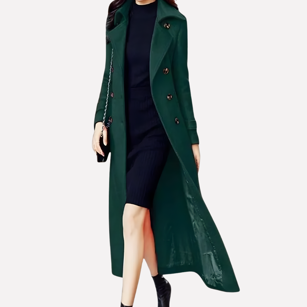 Ada | Chic Double-Breasted Belted Long Trench Coat