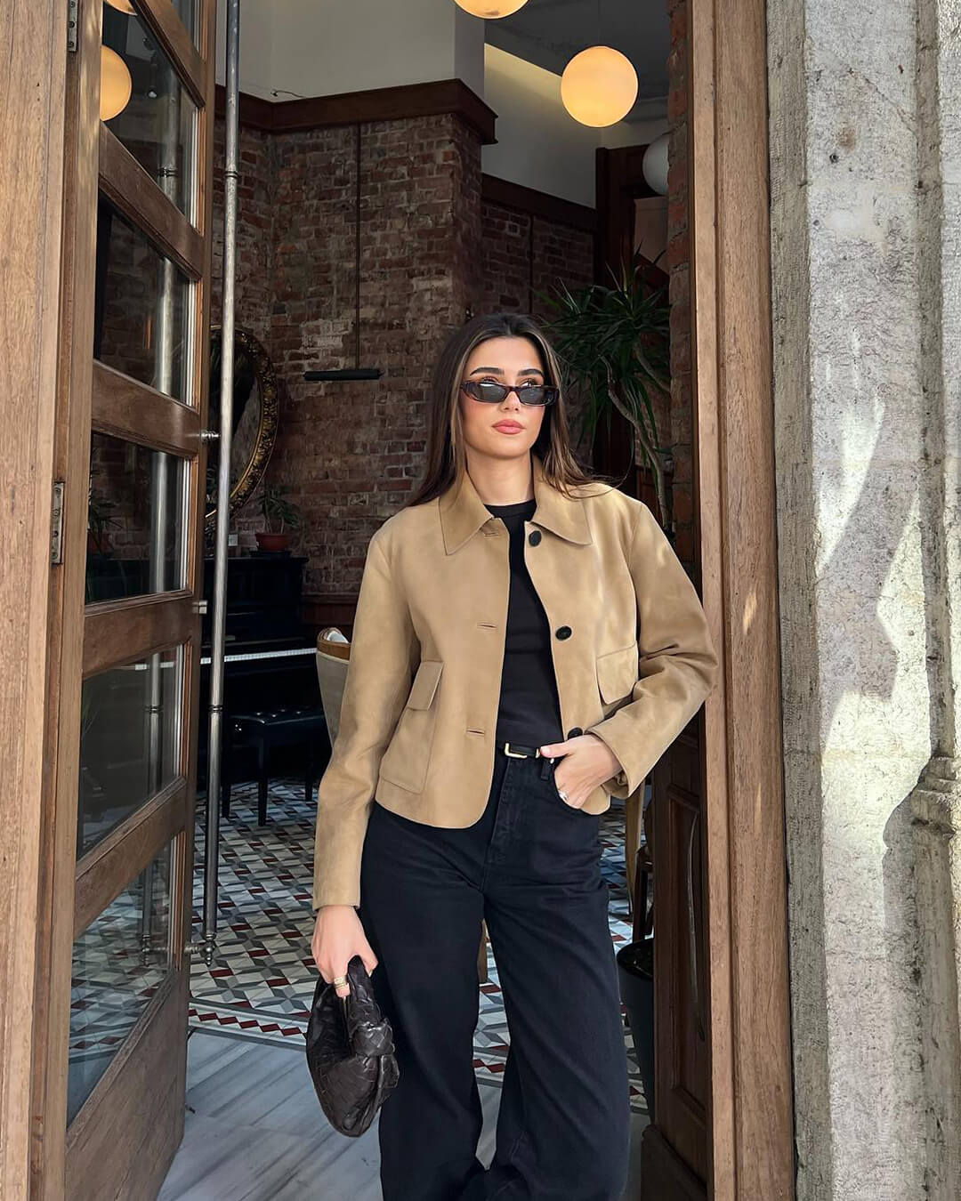Ada | Graceful Textured Suede Jacket with Classic Collar