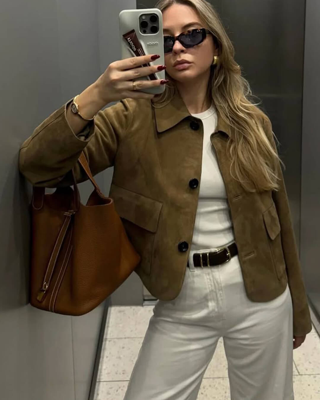 Ada | Graceful Textured Suede Jacket with Classic Collar