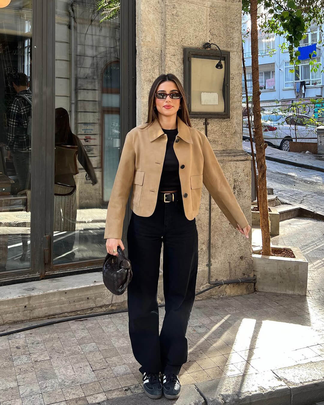 Ada | Graceful Textured Suede Jacket with Classic Collar