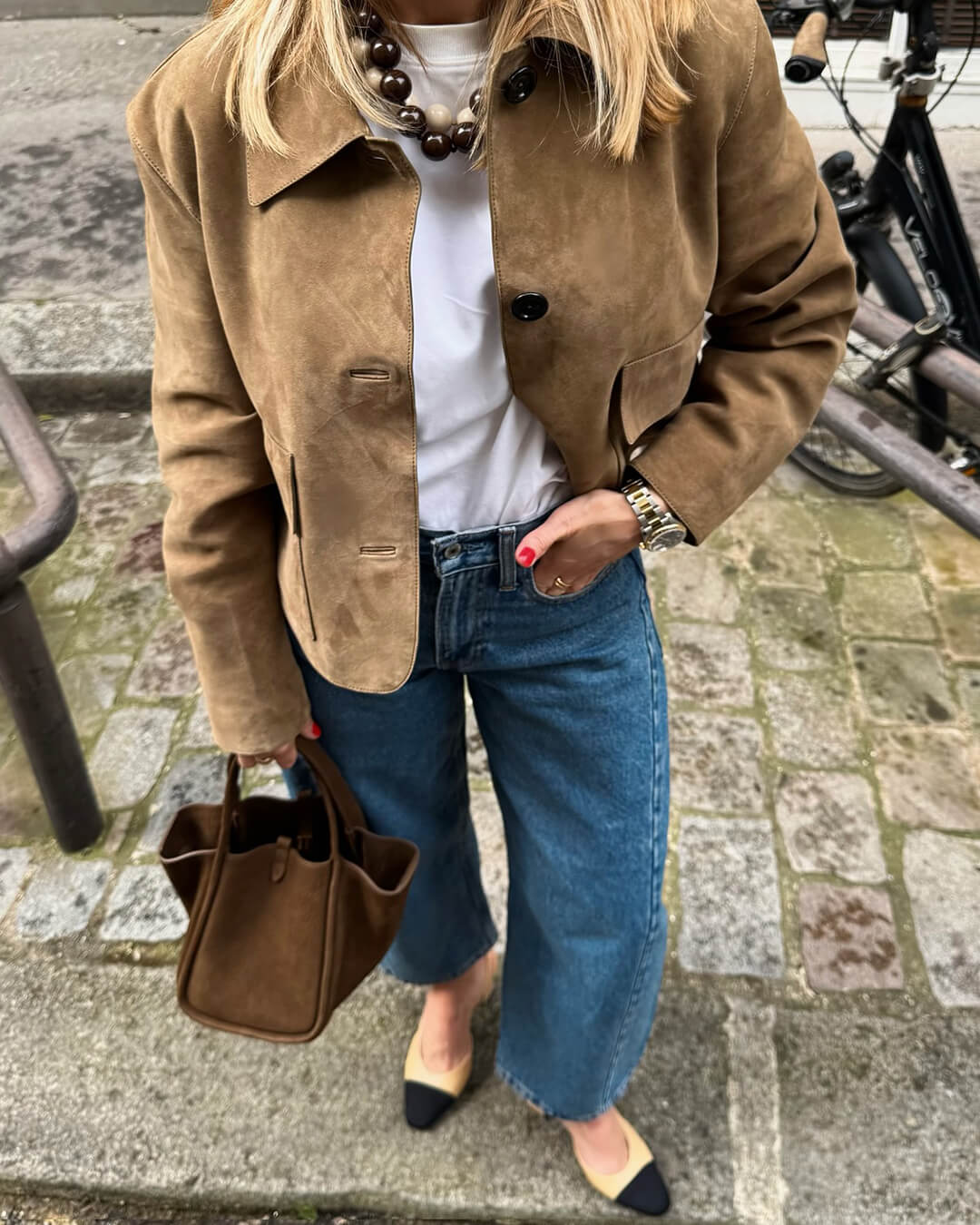 Ada | Graceful Textured Suede Jacket with Classic Collar