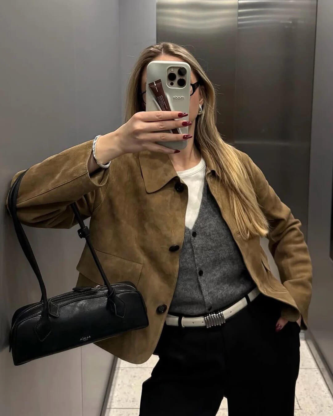 Ada | Graceful Textured Suede Jacket with Classic Collar