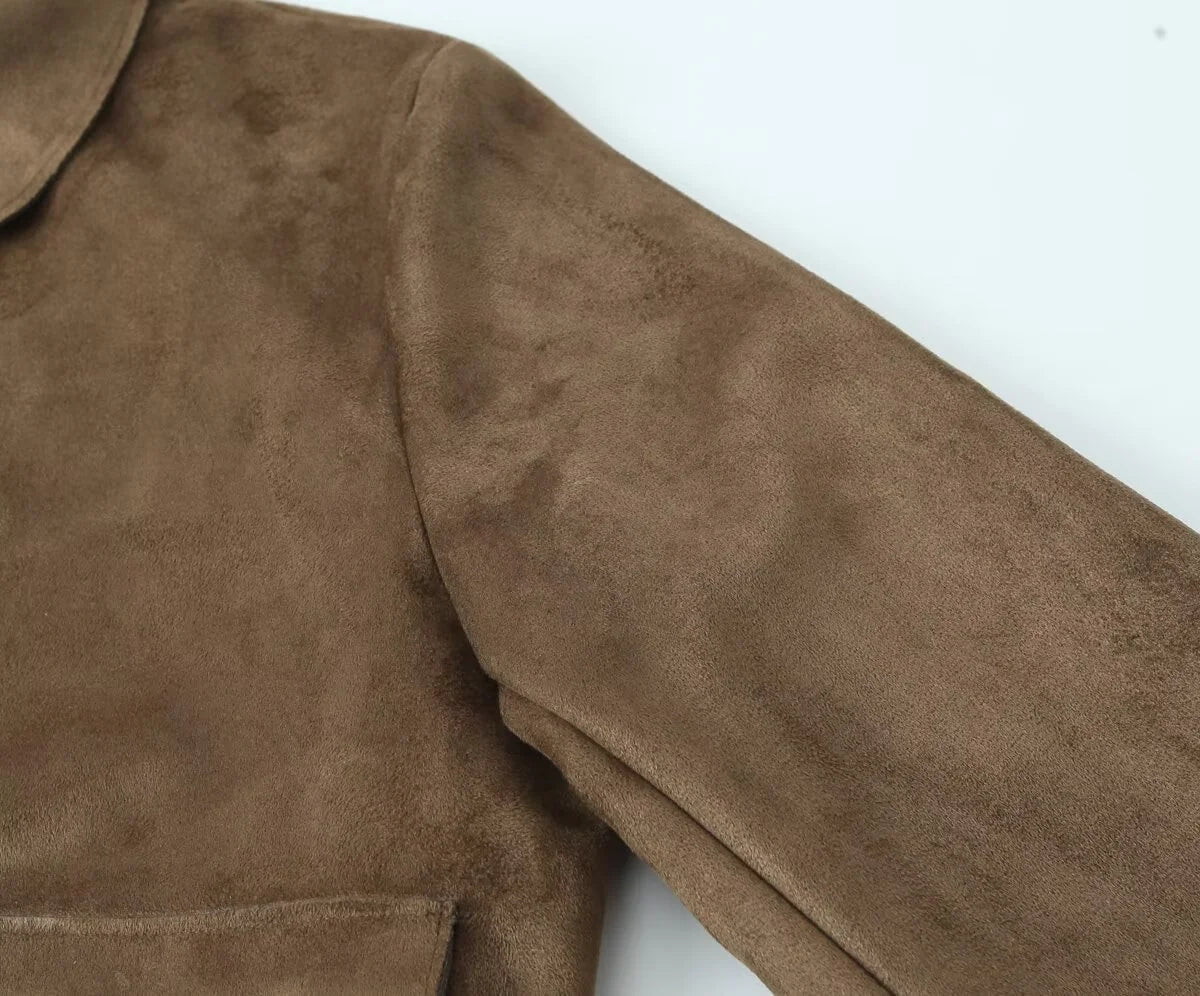 Ada | Graceful Textured Suede Jacket with Classic Collar