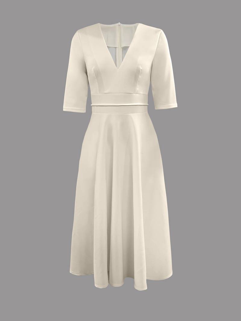 Ada | Graceful V-Neck Flared Midi Christmas Dress