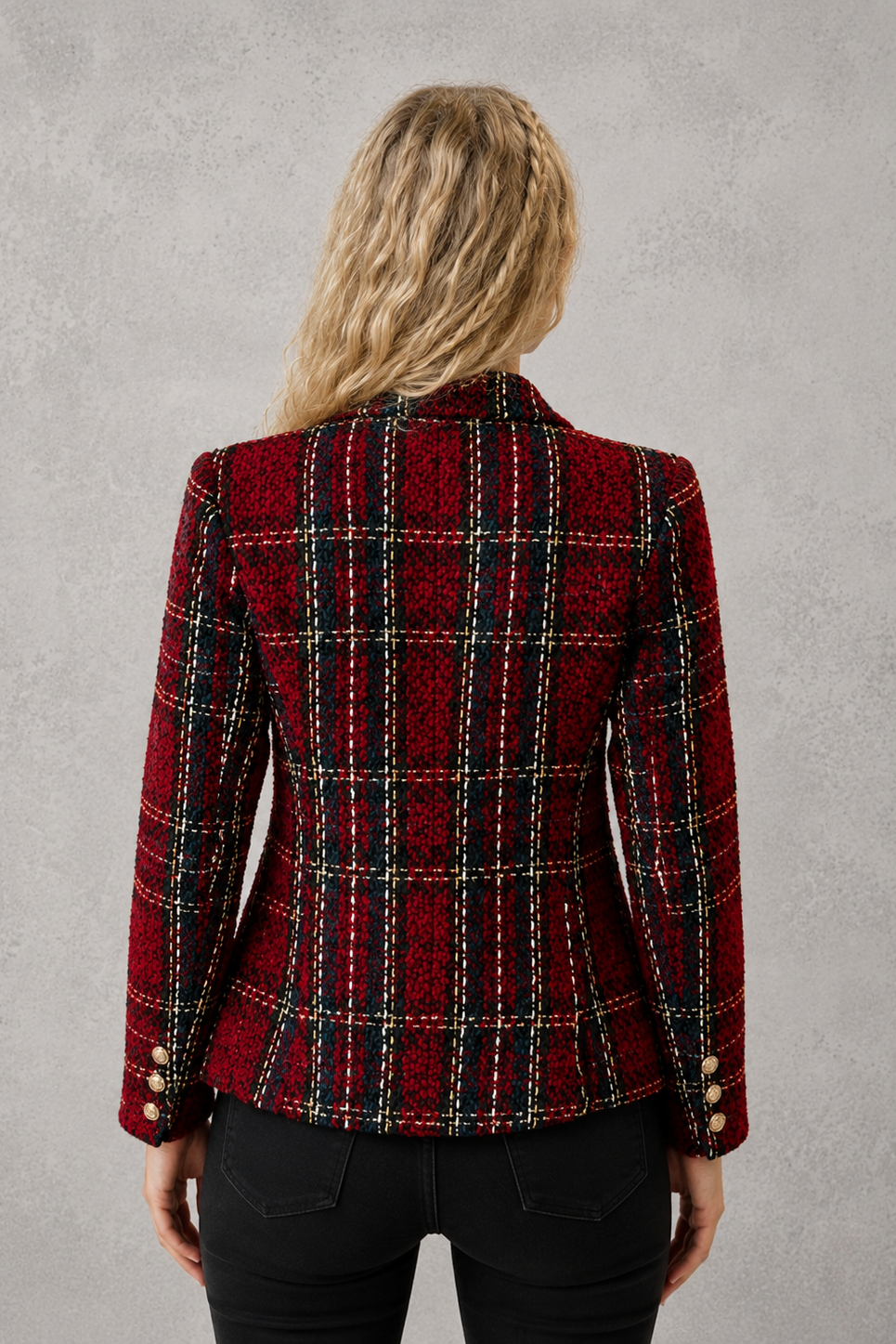 Ada | Refined Checked Double-Breasted Tweed Jacket