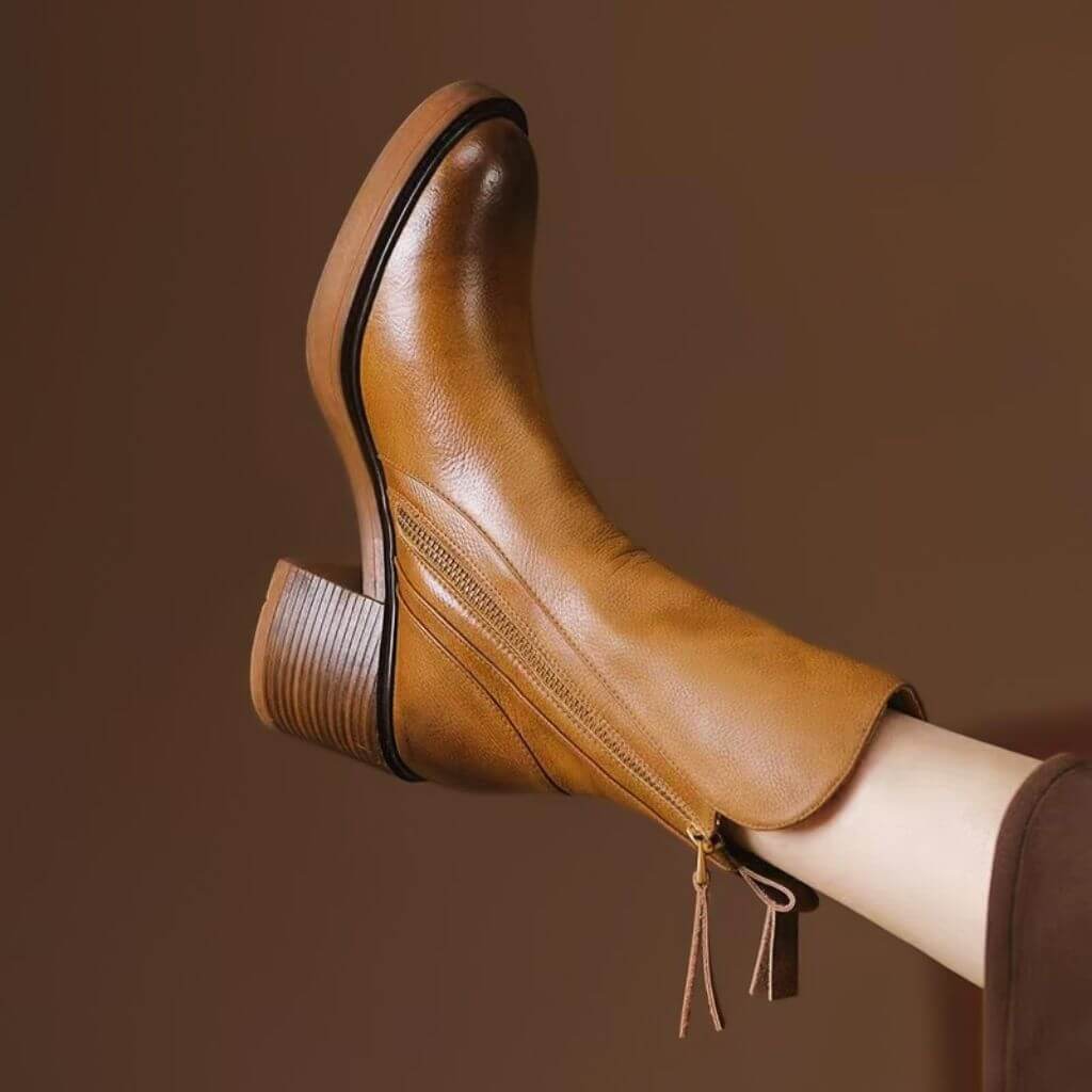 Ada | Stylish Chunky Heel Zip-Up Ankle Womens Boots