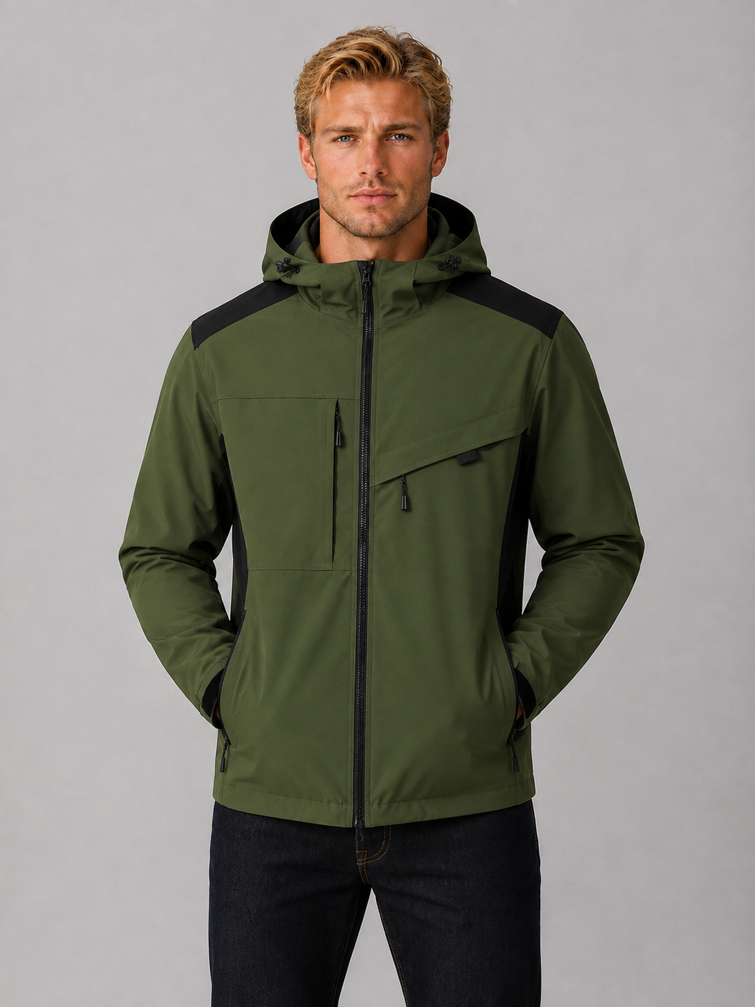 Albie | Elegant Hooded Waterproof Jacket with Zip Pockets