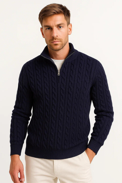 Alexander | Cable Knit Quarter Zip Mens Knit Jumper