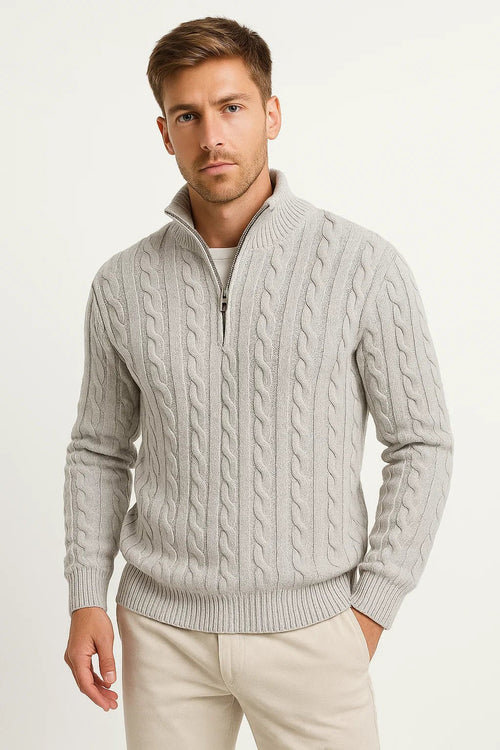 Alexander | Cable Knit Quarter Zip Mens Knit Jumper