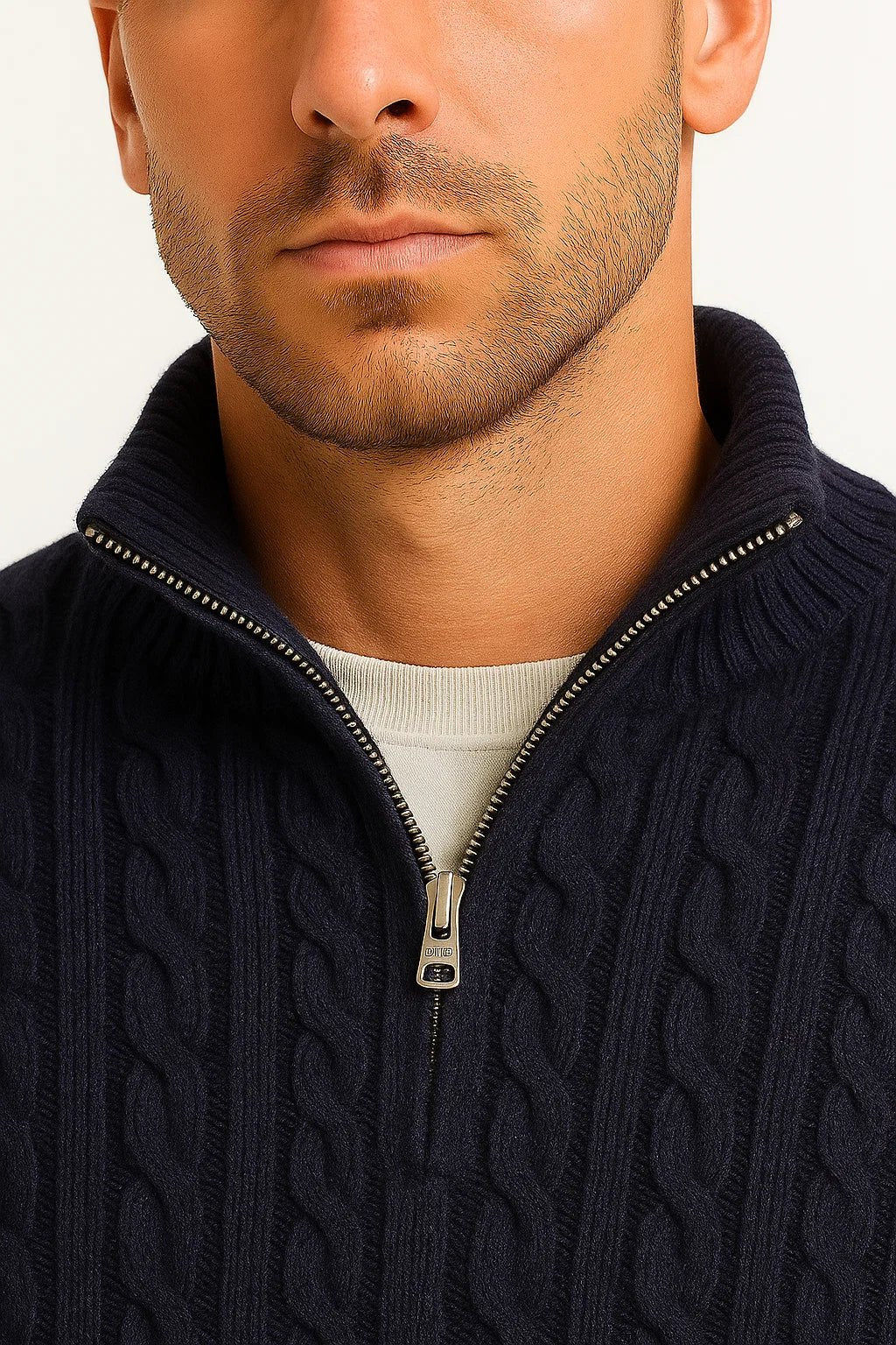 Alexander | Cable Knit Quarter Zip Mens Knit Jumper