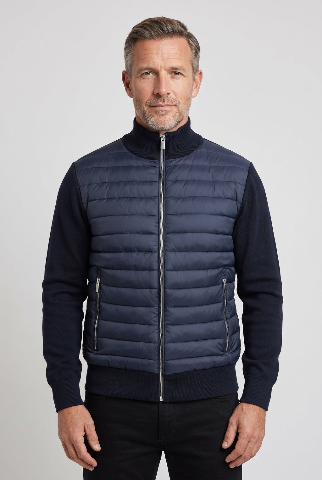 Alexander | Chic Quilted Mens Puffer Jacket with Knitted Sleeves