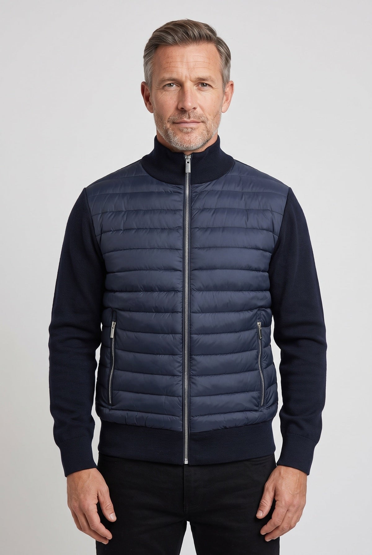 Alexander | Chic Quilted Mens Puffer Jacket with Knitted Sleeves