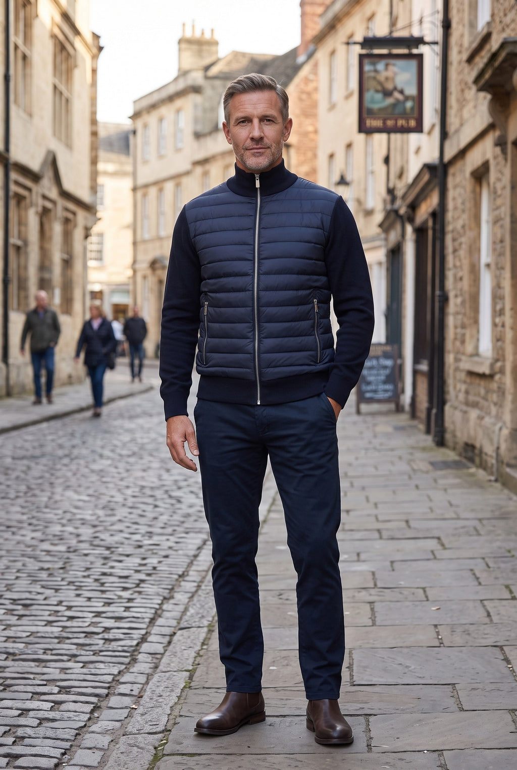 Alexander | Chic Quilted Mens Puffer Jacket with Knitted Sleeves