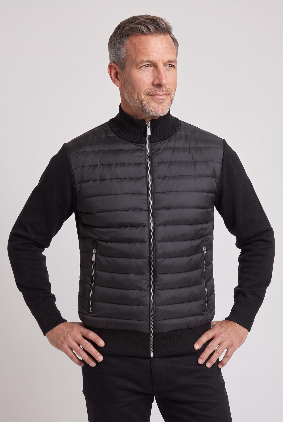 Alexander | Chic Quilted Mens Puffer Jacket with Knitted Sleeves