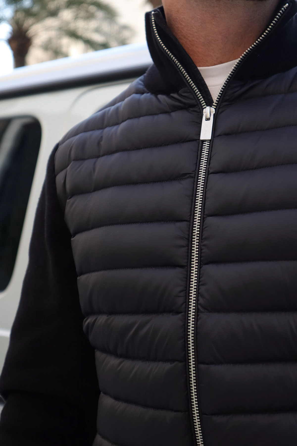Alexander | Chic Quilted Mens Puffer Jacket with Knitted Sleeves