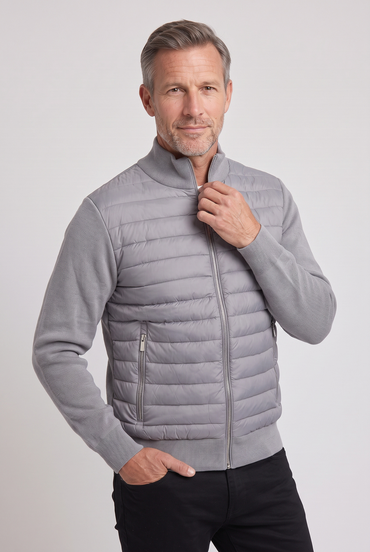 Alexander | Chic Quilted Mens Puffer Jacket with Knitted Sleeves