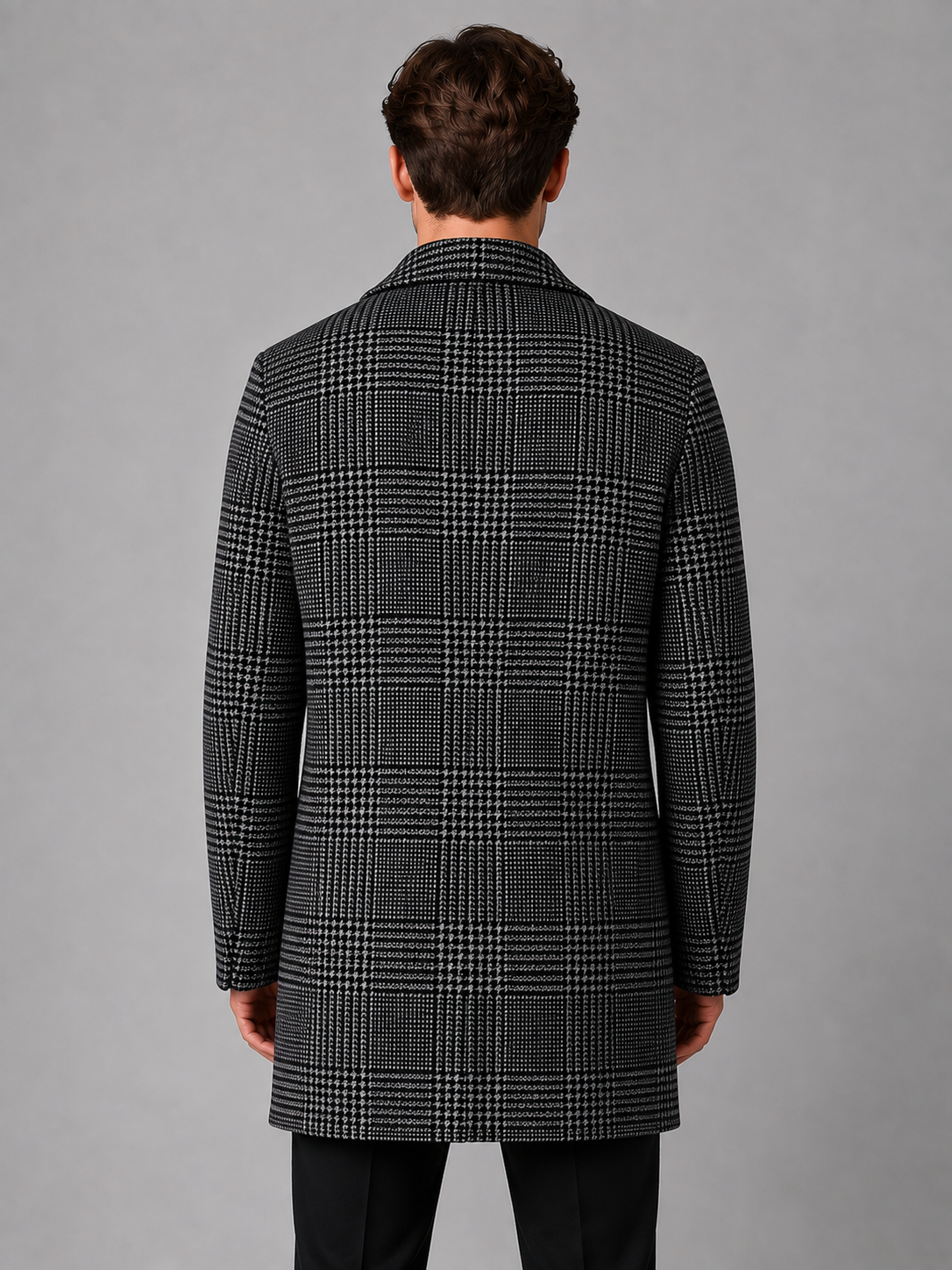 Alfie | Stylish Checked Longline Mens Overcoat