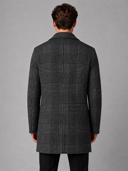 Alfie | Stylish Checked Longline Mens Overcoat