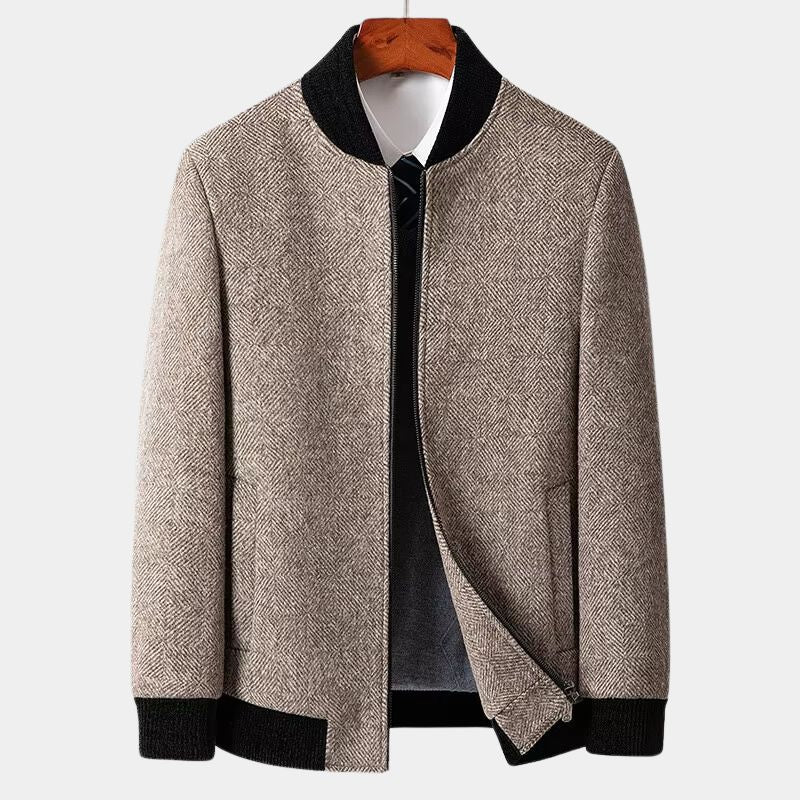 Alfred | Sophisticated Herringbone Zip Up Tweed Jacket