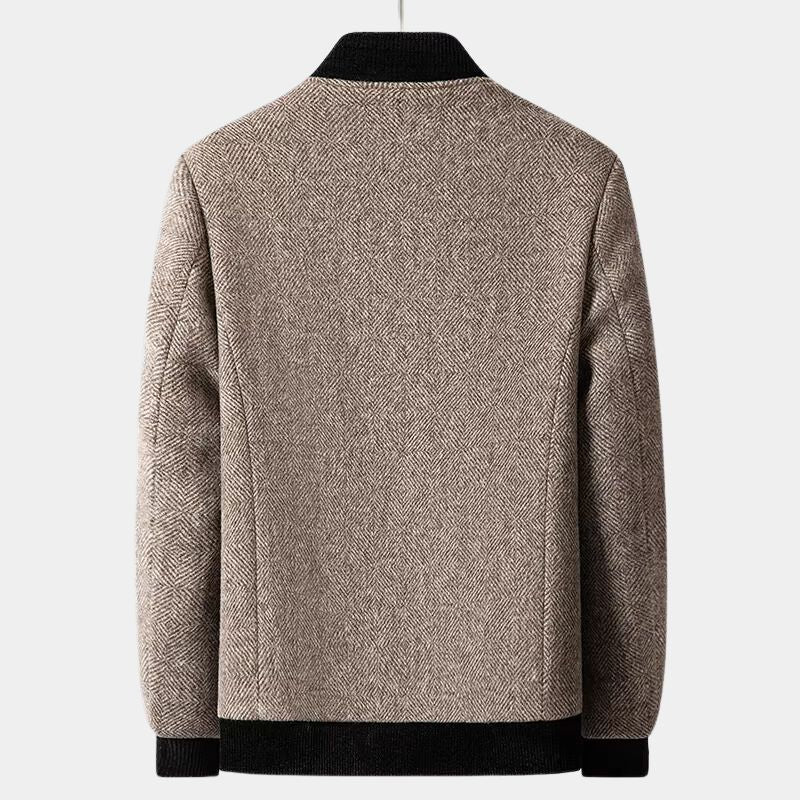 Alfred | Sophisticated Herringbone Zip Up Tweed Jacket