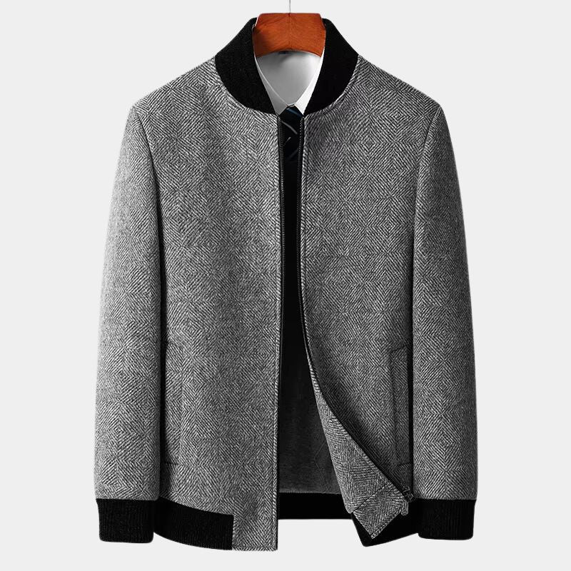 Alfred | Sophisticated Herringbone Zip Up Tweed Jacket