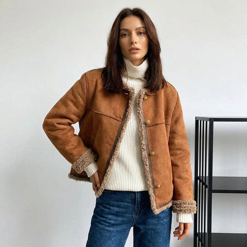 Alice | Chic Cropped Faux Fur Coat with Teddy Trim