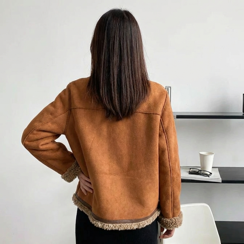 Alice | Chic Cropped Faux Fur Coat with Teddy Trim