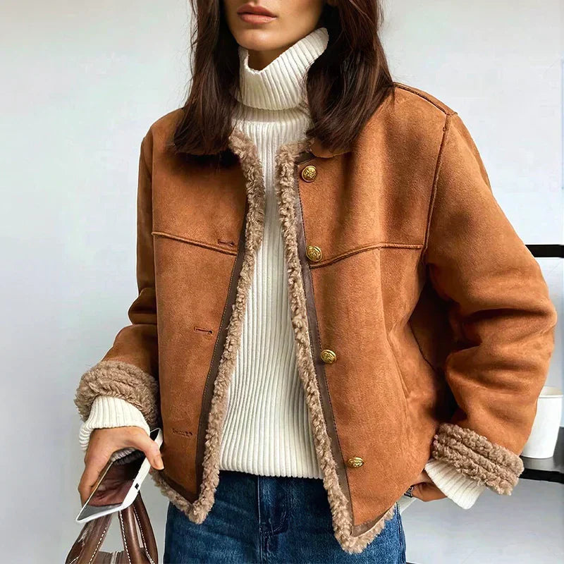 Alice | Chic Cropped Faux Fur Coat with Teddy Trim