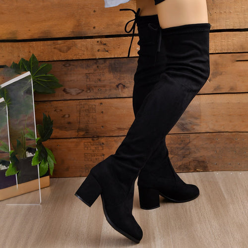 Alice | Chic Slouchy Knee High Boots with Block Heel