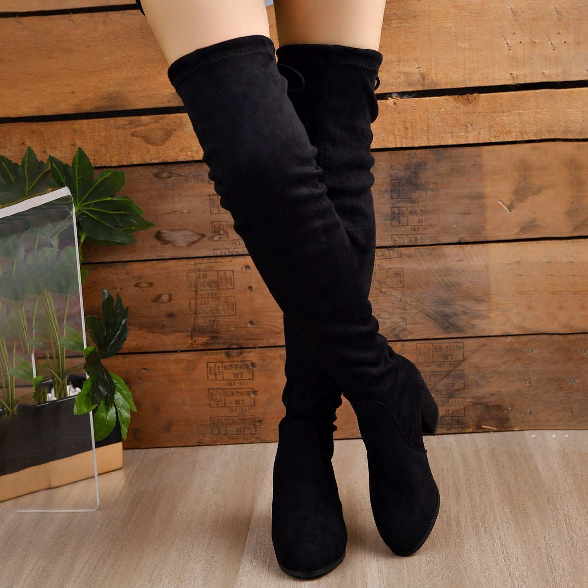 Alice | Chic Slouchy Knee High Boots with Block Heel