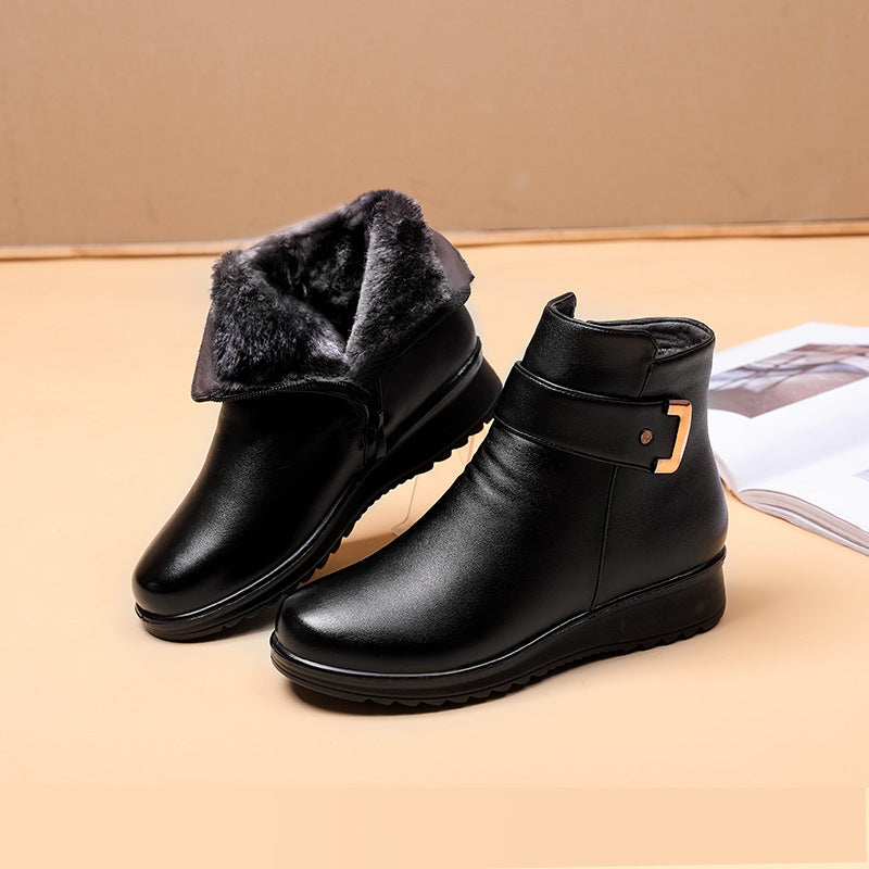 Alice | Classic Fold-Over Faux Fur Womens Boots with Buckle Detail