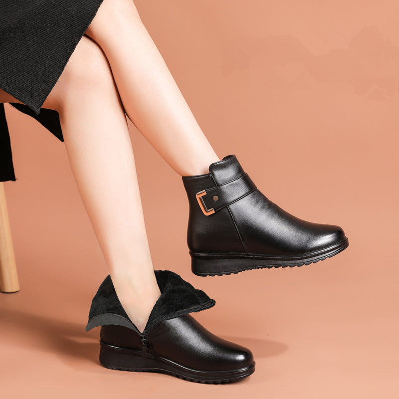 Alice | Classic Fold-Over Faux Fur Womens Boots with Buckle Detail