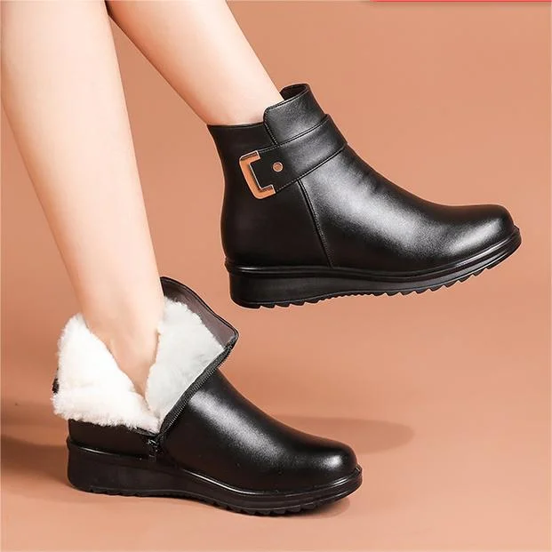 Alice | Classic Fold-Over Faux Fur Womens Boots with Buckle Detail