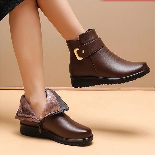 Alice | Classic Fold-Over Faux Fur Womens Boots with Buckle Detail