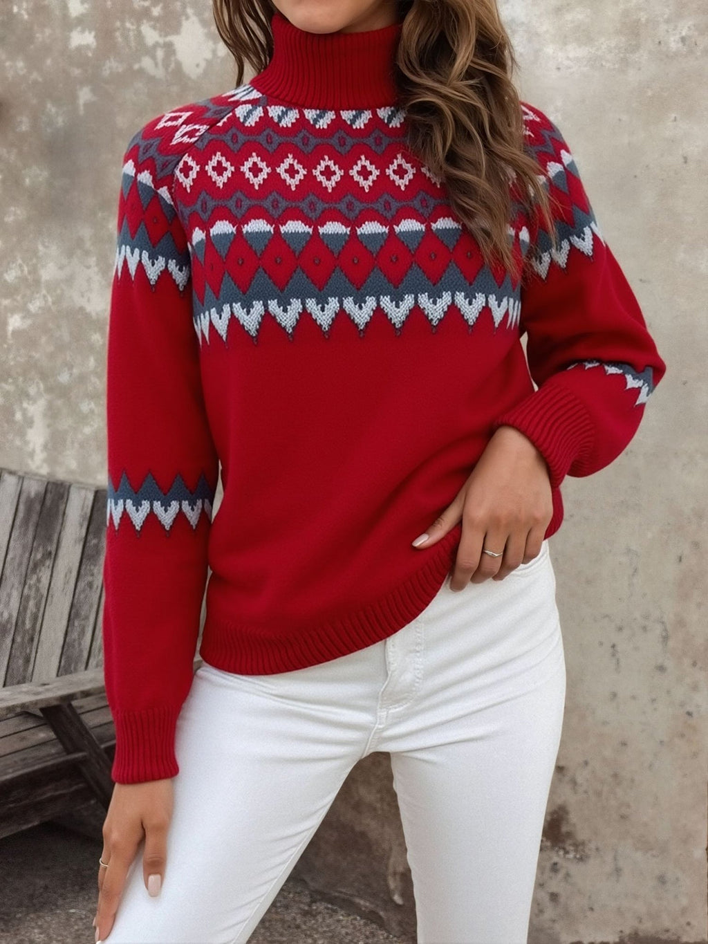 Alice | Effortless Fair Isle Turtleneck Christmas Jumper for Women