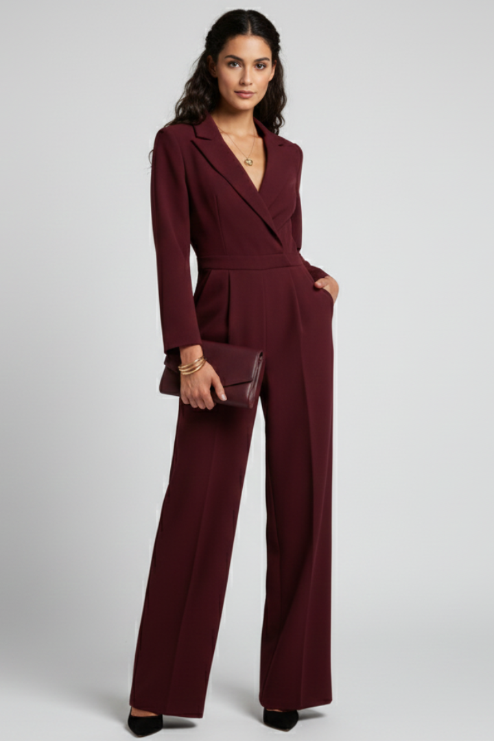 Alice | Elegant Wrap-Front Tailored Wide-Leg Jumpsuits