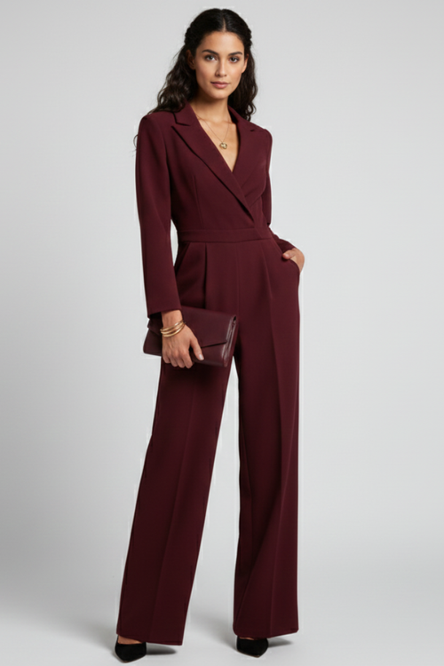 Alice | Elegant Wrap-Front Tailored Wide-Leg Jumpsuits