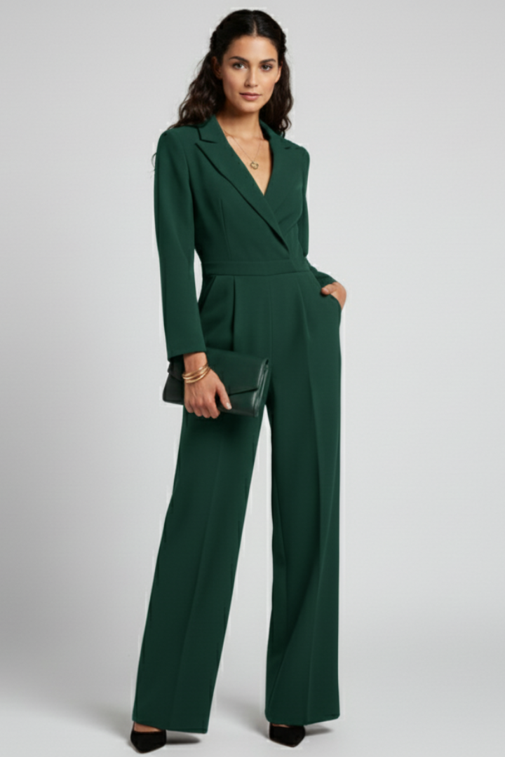 Alice | Elegant Wrap-Front Tailored Wide-Leg Jumpsuits