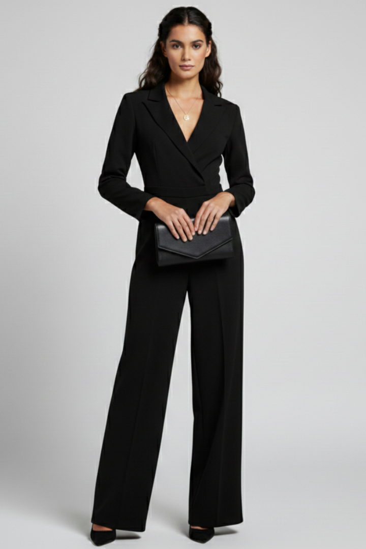 Alice | Elegant Wrap-Front Tailored Wide-Leg Jumpsuits