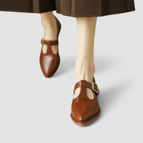 Alice | Polished Pointed Toe T-Bar Mary Jane Shoes