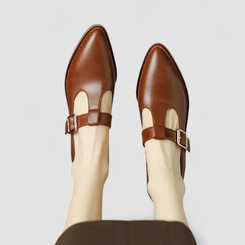Alice | Polished Pointed Toe T-Bar Mary Jane Shoes