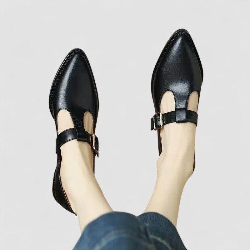 Alice | Polished Pointed Toe T-Bar Mary Jane Shoes