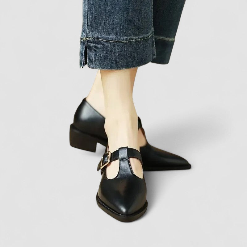 Alice | Polished Pointed Toe T-Bar Mary Jane Shoes