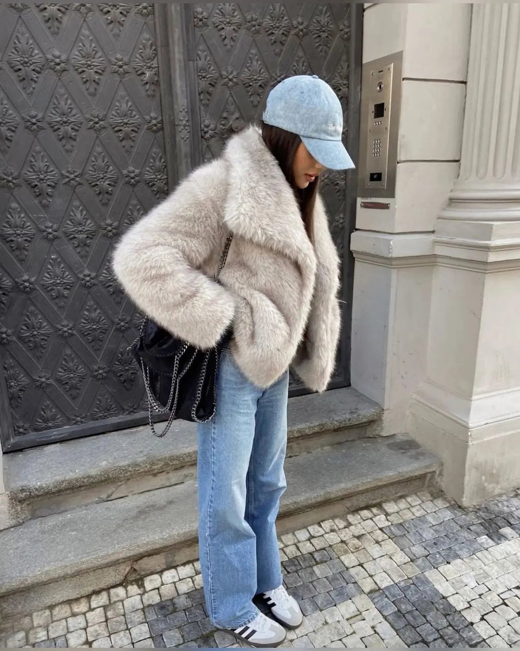 Alice | Polished Shawl Collar Faux Fur Coat