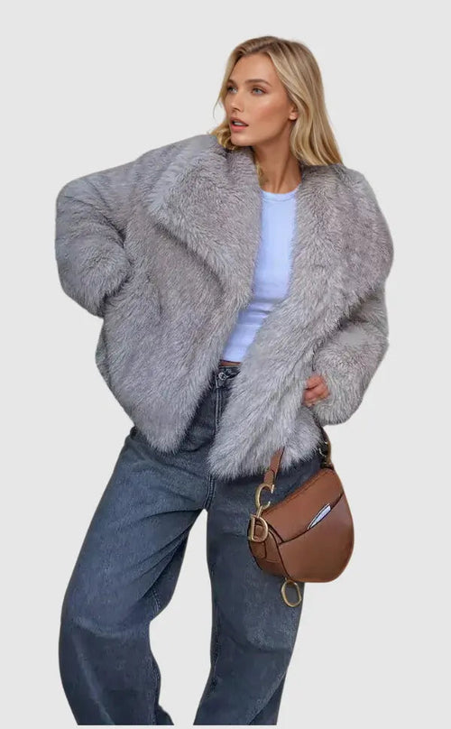 Alice | Polished Shawl Collar Faux Fur Coat