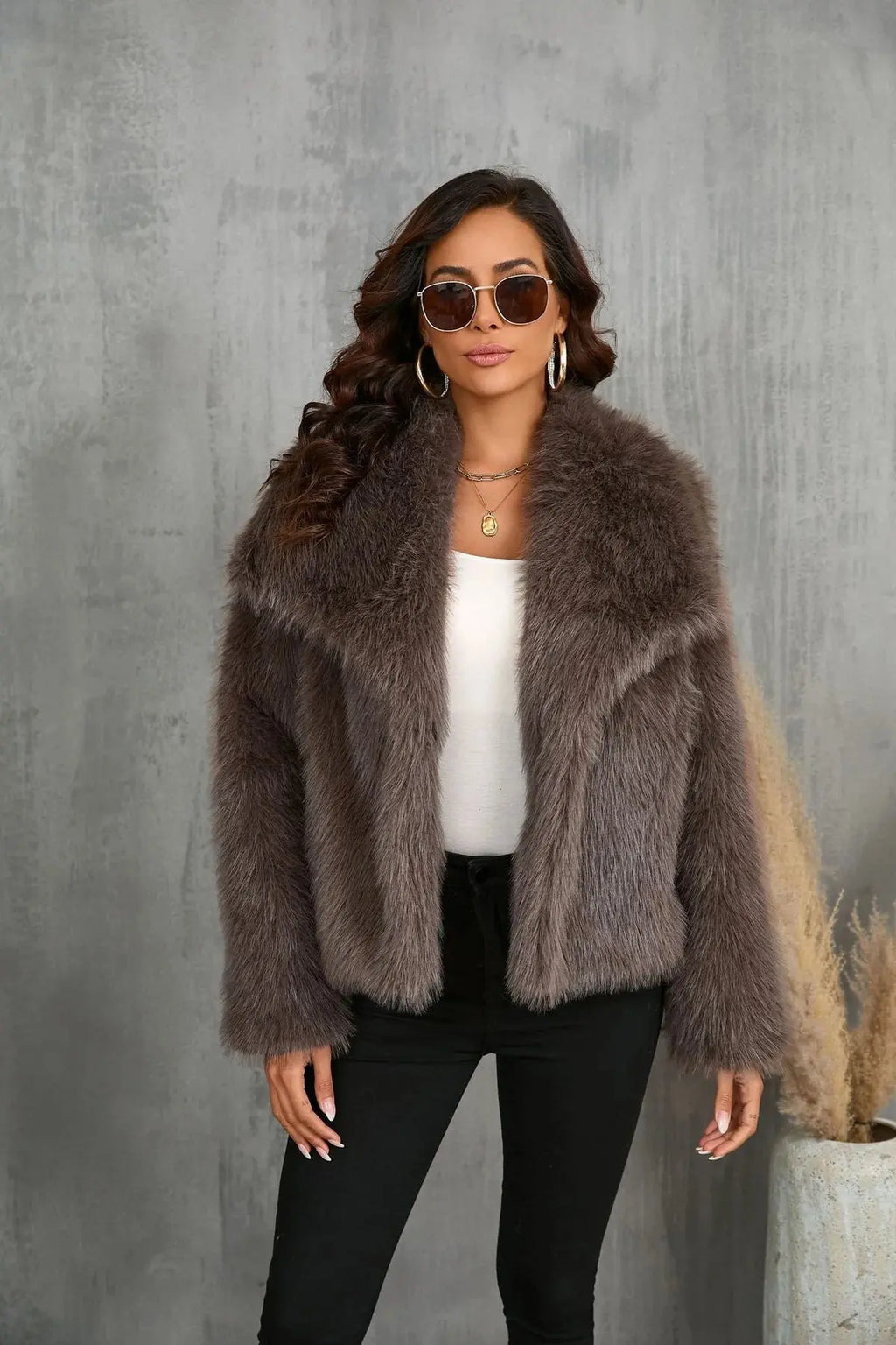 Alice | Polished Shawl Collar Faux Fur Coat