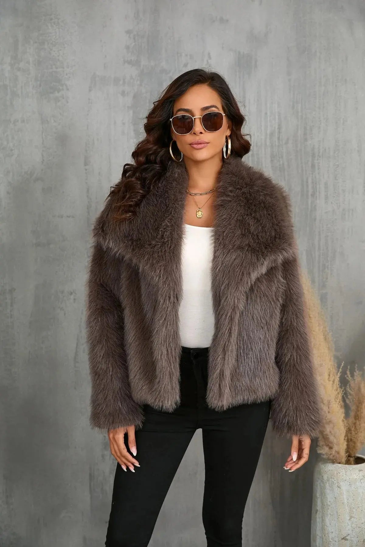 Alice | Polished Shawl Collar Faux Fur Coat