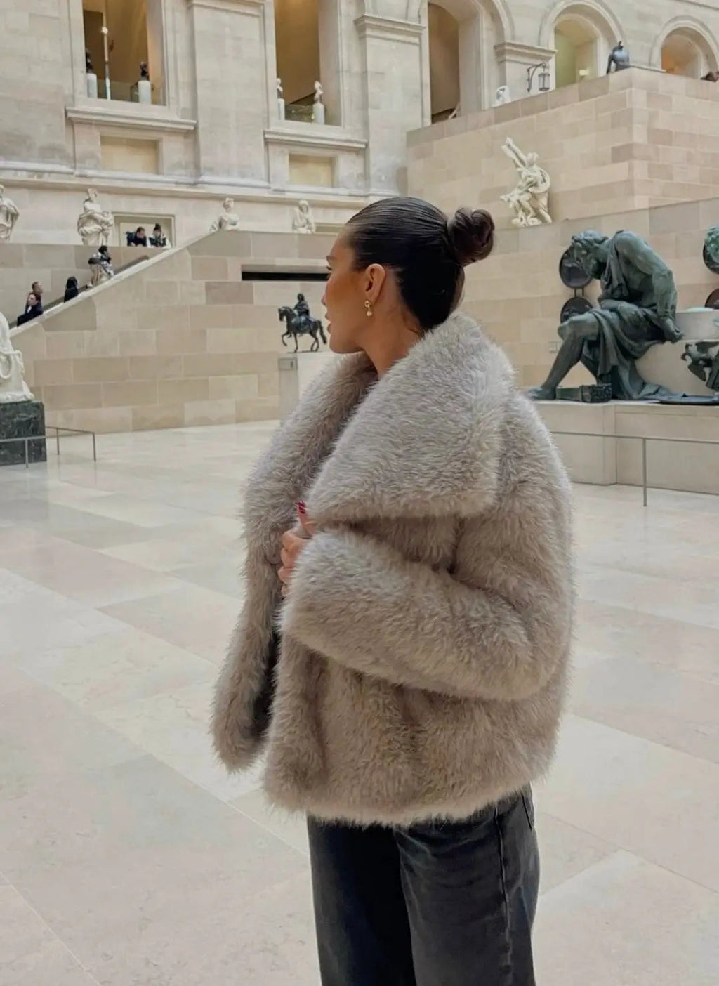Alice | Polished Shawl Collar Faux Fur Coat
